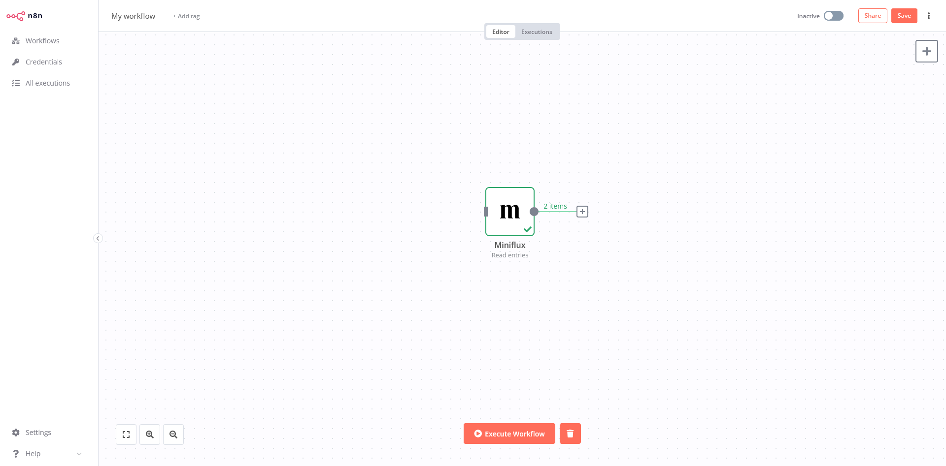 Miniflux node for n8n